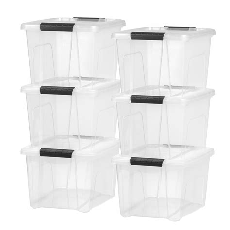 Iris Usa 20 Qt Plastic Storage Bins With Lids Clear Latching