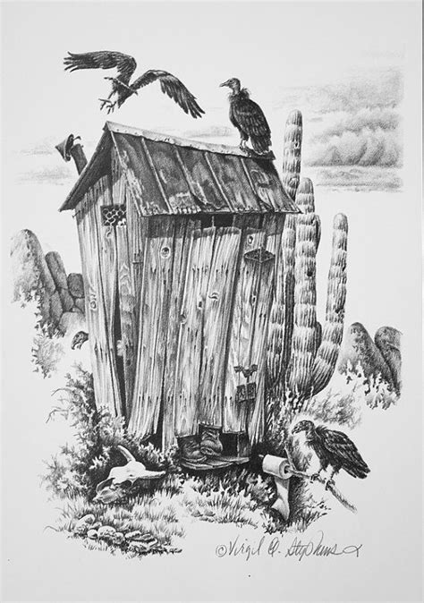 Buzzards Roost Outhouse Drawing Of A Bunch Of Buzzards Stalking The