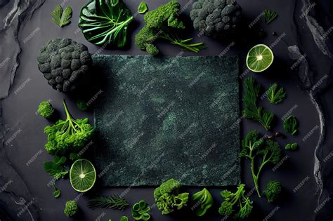 Premium Photo Green Food Background On Stone Table