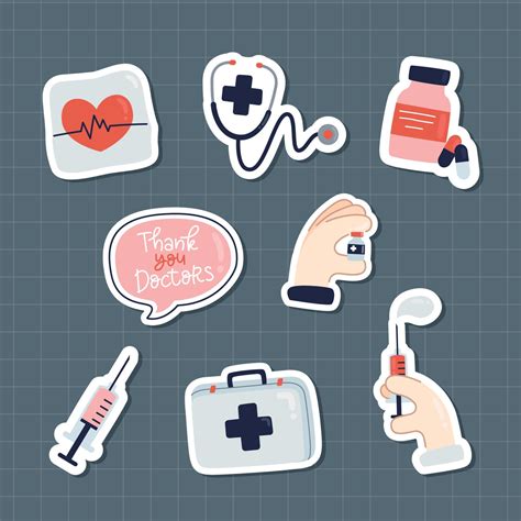 Cute Doctors Day Sticker Set 9963213 Vector Art At Vecteezy