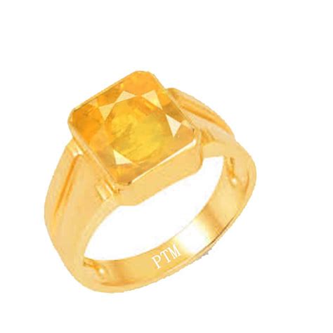 Buy Ptm Certified Natural Yellow Sapphire Pukhraj Panchdhatu K Gold