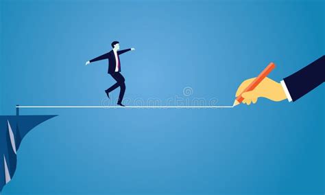 Businessman Walking On Rope Risk Challenge In Business Concept Stock