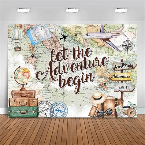 Adventure Awaits Backdrop Let The Adventure Begin Baby Shower Party