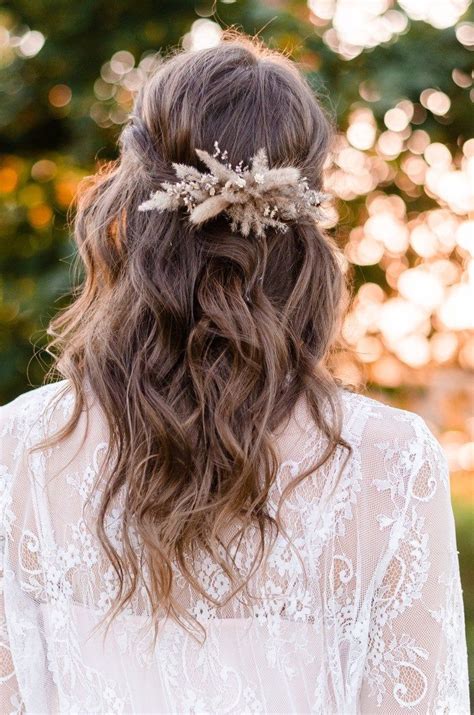 Boho Wedding Hair Pins Pampas Grass Hair Piece Dried Flower Hair