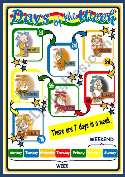 Days Of The Week Poster Esl Worksheet By Xani