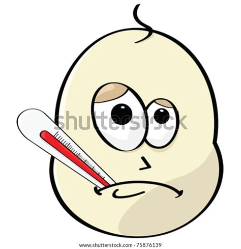 Cartoon Vector Illustration Sick Baby Thermometer Stock Vector (Royalty ...