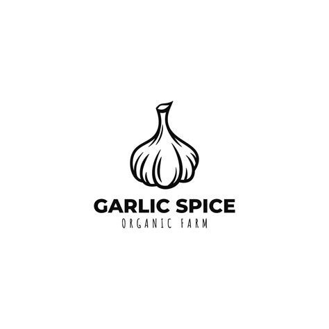 Garlic Spice Line Logo Vector Illustration Design Template Hand Drawn