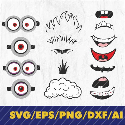 Minions Svg, Despicable Me Hair Svg, Minion Eyes Svg, Minion Mouth Svg ...