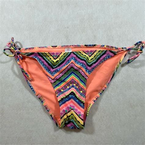 No Boundaries Swim No Boundaries Swimsuit Bikini Bottoms Multicolor Chevron Tieable Sides