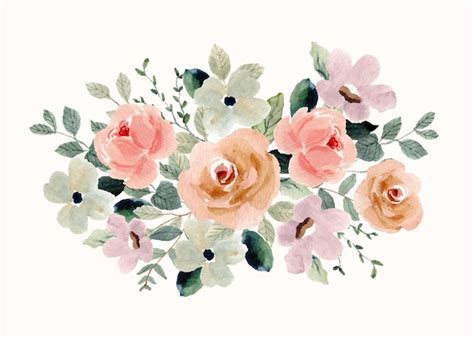 Free Vector Delicate Floral Bouquet Watercolor