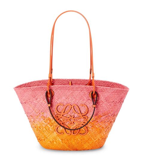 Womens Loewe Pink X Paulas Ibiza Medium Woven Anagram Basket Bag