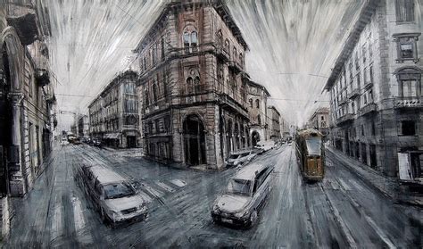 Blurred Perspective Oil Paintings Of Cityscapes By Italian Artist