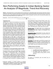 Non Performing Assets In Indian Banking Sector An Analysis Of Magnitude