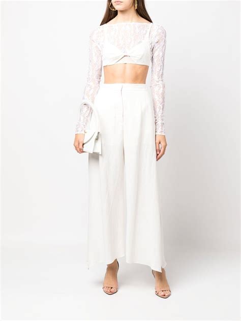 Jacquemus Le Haut Musu White Layered Cropped Tulle Top Modesens