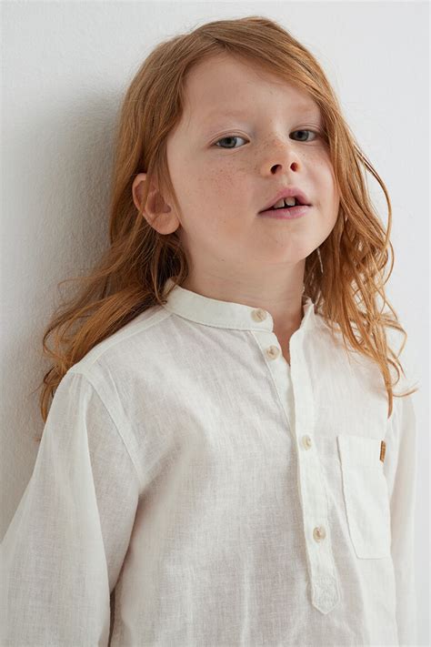 Linen Blend Grandad Shirt