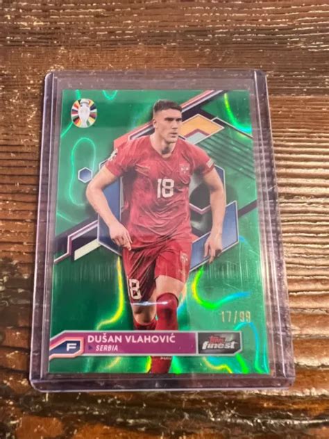 DUSAN VLAHOVIC 2024 Topps Finest Road To UEFA Euro Base Lava Verde 99