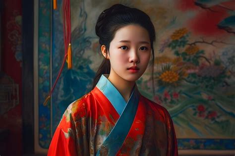 Premium AI Image Asian Woman In Traditional National Dress Neural