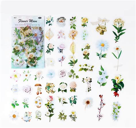 Amazon.com: 100 Pieces Natural Flower Stickers for Scrapbooking Retro ...