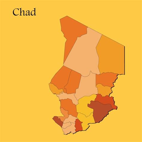 Mapa vectorial de chad con líneas de regiones y ciudades y todas las