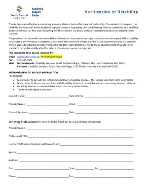 Fillable Online Verification Of Disability Form Verification Of