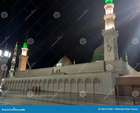 Beautiful Night View of Masjid Al Nabawi, Medina, Saudi Arabia. Stock ...