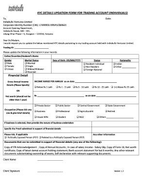 Fillable Online Kyc Details Updation Form For Trading Account