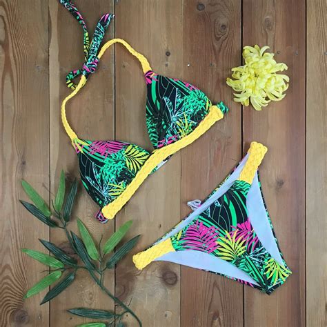 2018 New Sexy Women Bikinis Set With Multi Coloured Leaves Or Floral