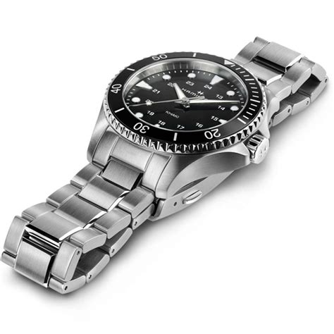 Hamilton Khaki Navy Scuba Quartz Black Silver Steel Watch H