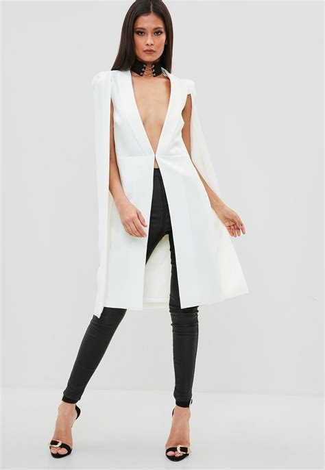 Missguided White Longline Cape Blazer Shop Womens Jackets Coats Jackets Women Cape Blazer