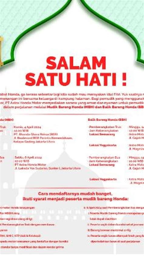 Mudik Bareng Honda Lengkap Dengan Syarat Dan Cara Daftarnya