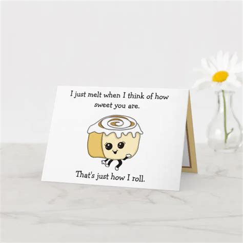 Flirty Cinnamon Roll Food Pun Romantic Card Zazzle