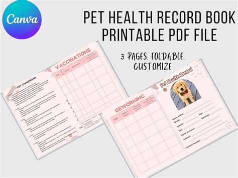 Pet Record Book Template L Vaccination Tracker Digital Record Book Dog