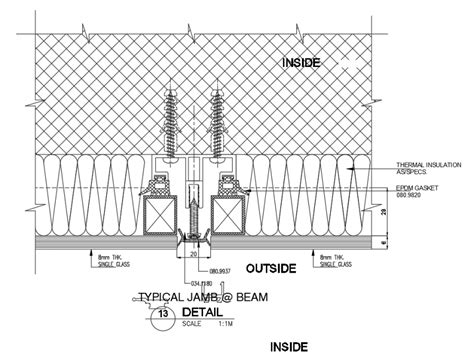 Typical Jamb Beam Structure Mullion And Marble Fixation Constructive