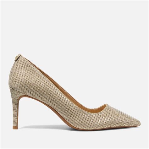 Michael Michael Kors Alina Flex Glittered Mesh Heeled Pumps In Metallic