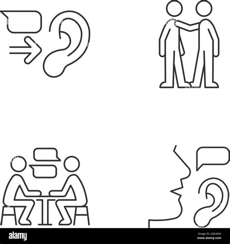 Conjunto de iconos lineales de comunicación verbal y no verbal Imagen