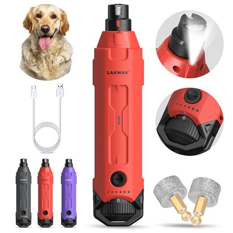 Lakwar Dog Nail Grinder6 Speed Pet Nail Grinder Wlight Quiet