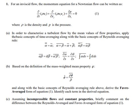 1 For An Inviscid Flow The Momentum Equation For A Chegg