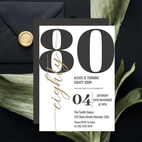 Modern Elegant Calligraphy Eighty 80th Birthday Invitation Zazzle