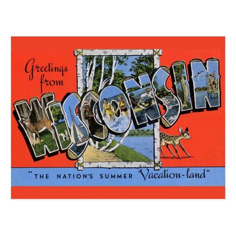 An Old Postcard With The Words Greetings From Wisconsin And Images Of