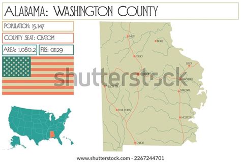 Large Detailed Map Washington County Alabama Stock Vector (Royalty Free ...