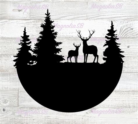 Deer and Forest Svg, Deer Clip Art, Wilderness Svg, Adventure, Deer PNG ...