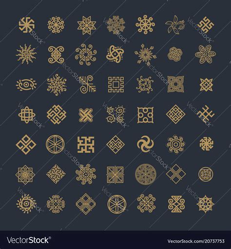 Set Of Icons With Slavic Pagan Symbols For Your Vector Image