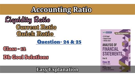 Accounting Ratio Ques 24 25 Current Quick Ratio Working Capital