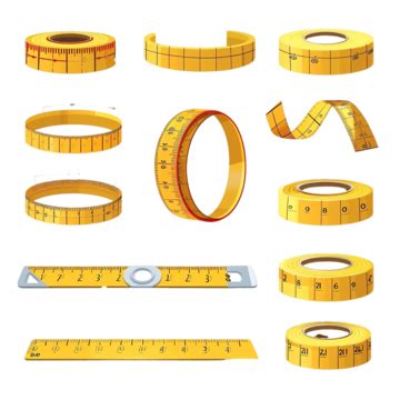 Yellow Measuring Tape Set Cartoon Yellow Measuring Tape PNG