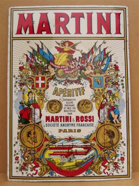 Ancienne Plaque Tole Publicitaire Martini Porte Menu Vintage Bistrot