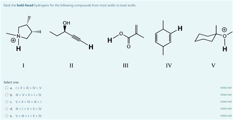 Solved Rank The Bold Faced Hydrogens For The Following Chegg