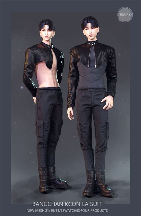 BECKYSIMS BANGCHAN KCON LA SUIT Sims 4 Male Clothes