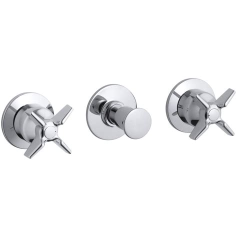 Kohler Triton 2 Handle Wall Mount Valve Trim Kit With Push Button Diverter In Polished Chrome