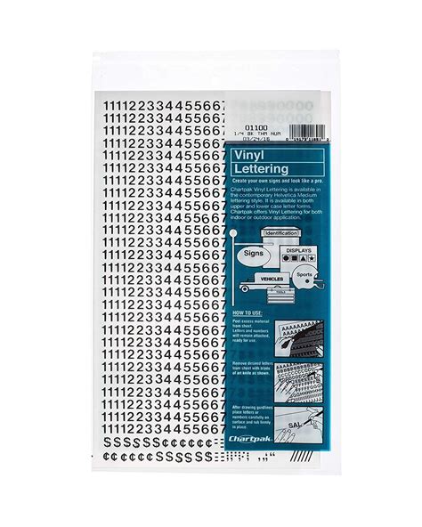 Chartpak Self Adhesive Vinyl Numbers 1 4 Inch High Black 718 Per