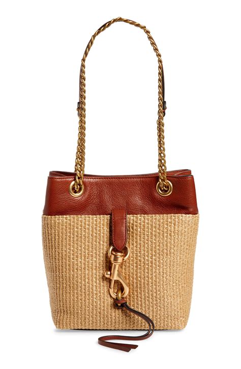 Rebecca Minkoff Edie Straw And Leather Bucket Crossbody Bag Available At